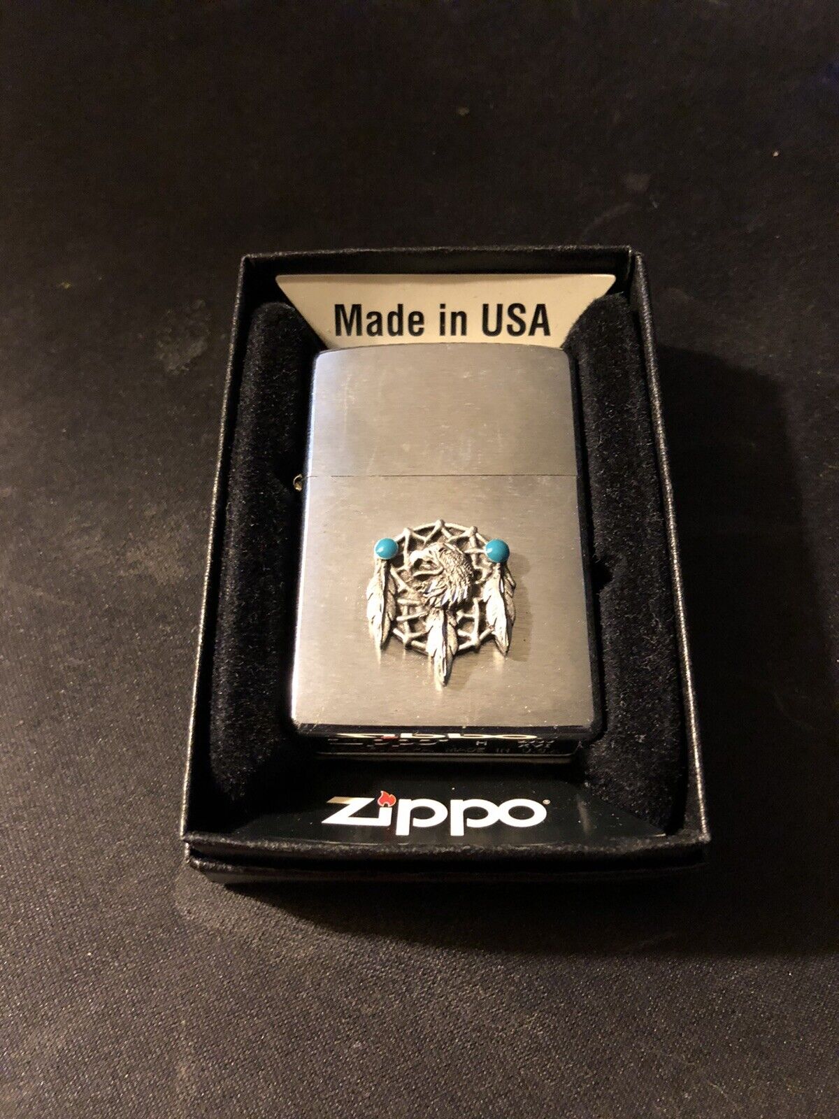 Zippo Lighter Eagle And Feathers Native American Emblem 2000 Design