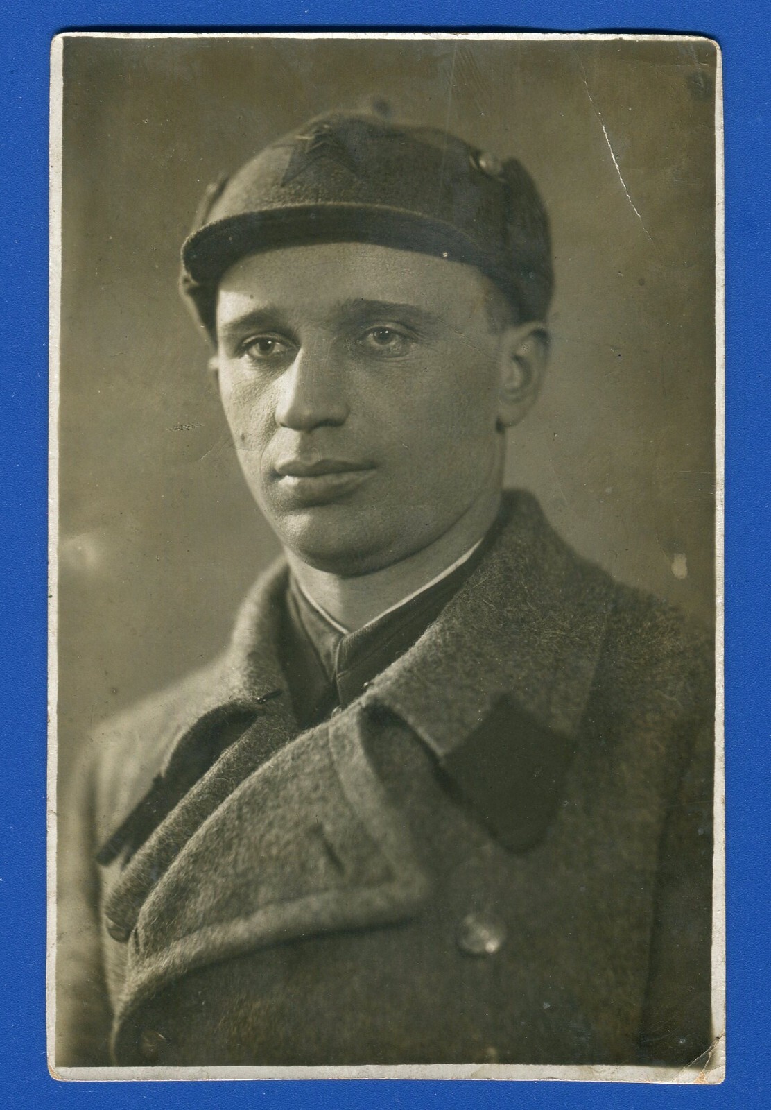 Handsome Young Man Guy in Military Uniform, Red Army Vintage 1939 Soviet Photo