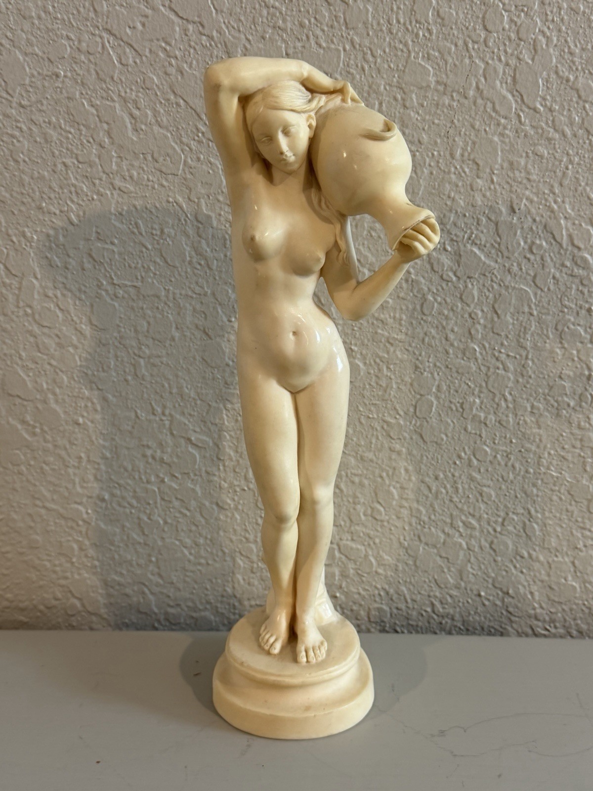 Vintage A. Santini Water Bearer Statue 11.25” Creamy Alabaster Mid Century Italy