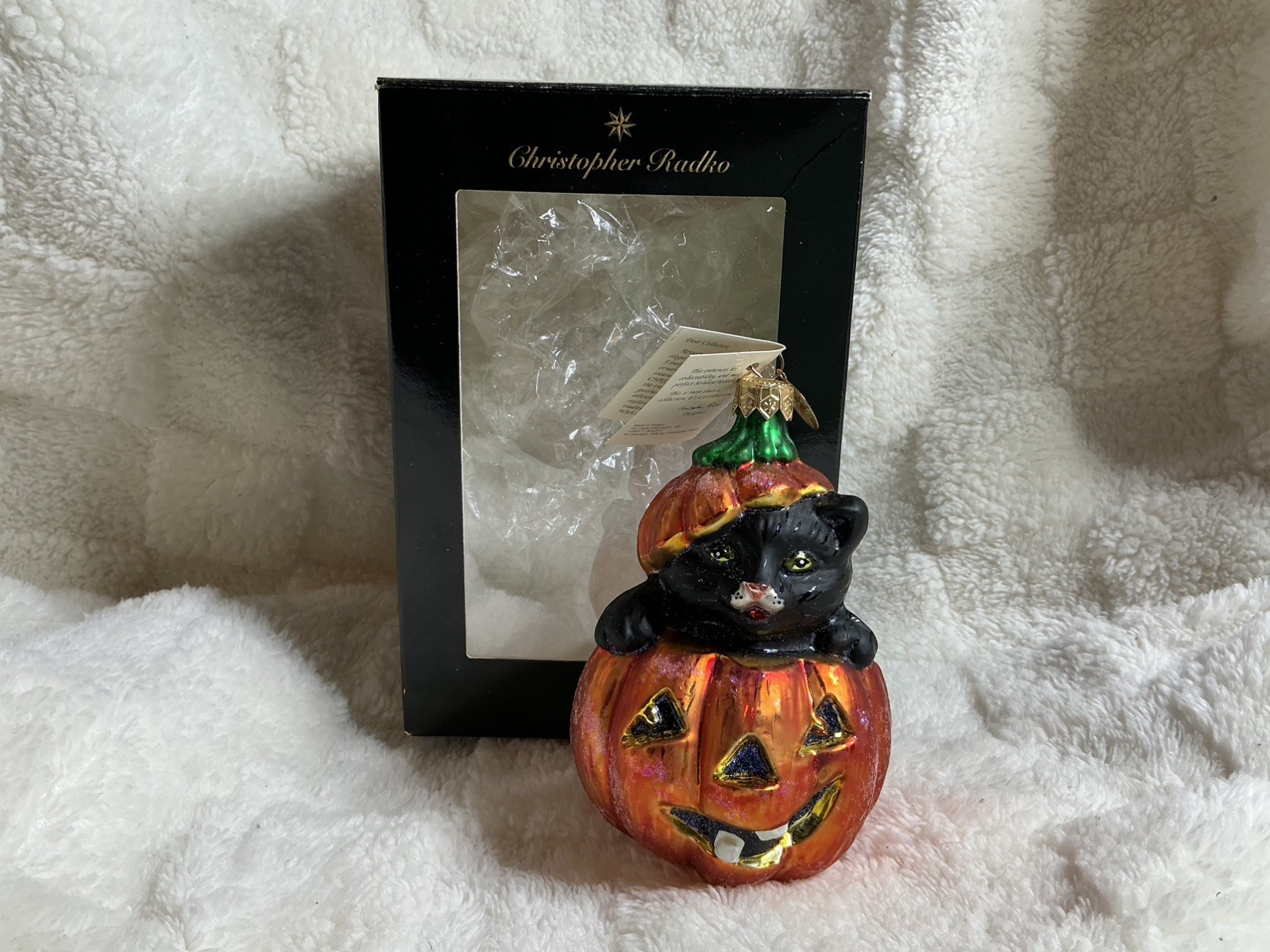 EXCELLENT CONDITION Christopher Radko Halloween Ornament Puss ‘N’ Boo Ornament