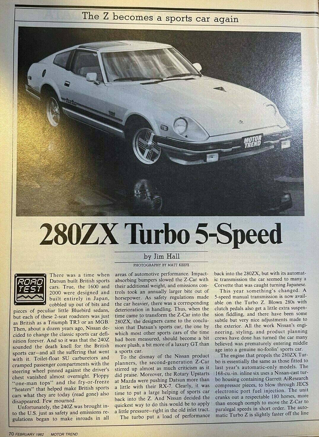 1982 Road Test Datsun 280ZX Turbo 5-Speed illustrated