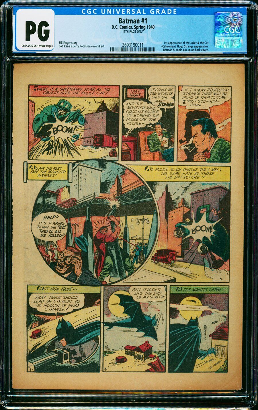 BATMAN #1 CGC PG ( NG single page ) 1st Joker Catwoman & Monster Men 2 Sided  