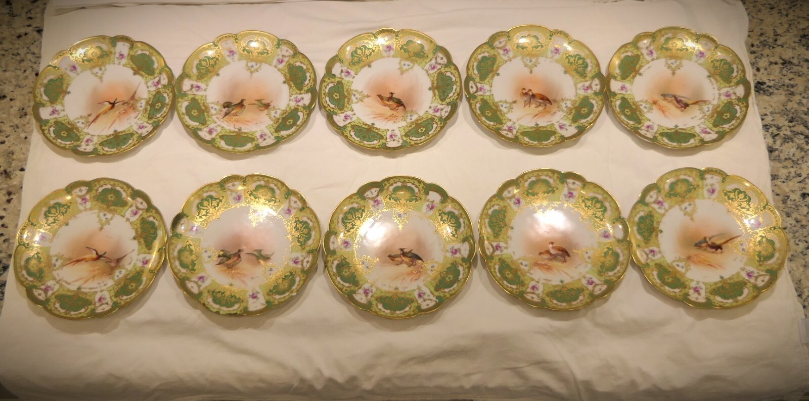 Limoges Bird plates set of 10