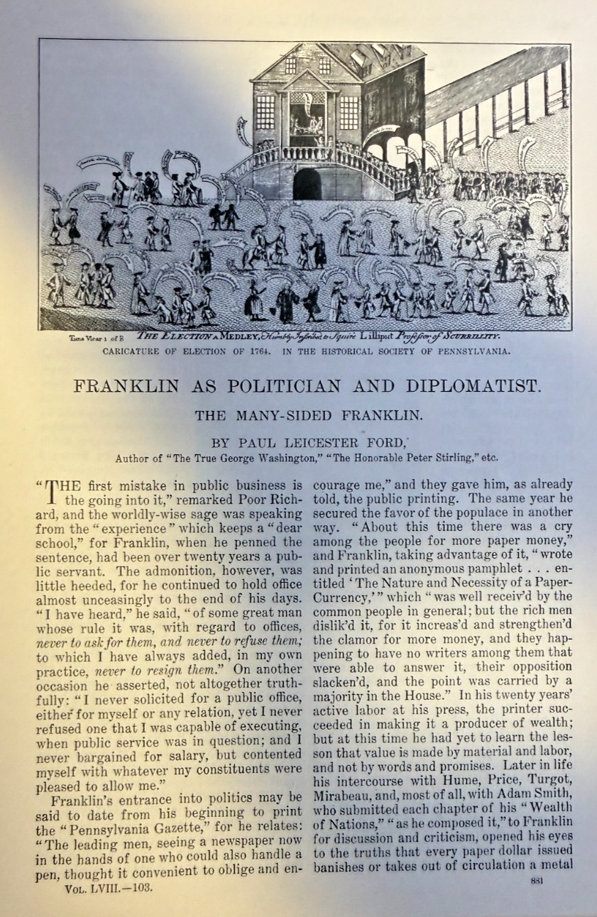 1899 Benjamin Franklin As A Politician & Diplomat illustrated 1899 Benjamin Franklin As A Politician & Diplomat illustrated