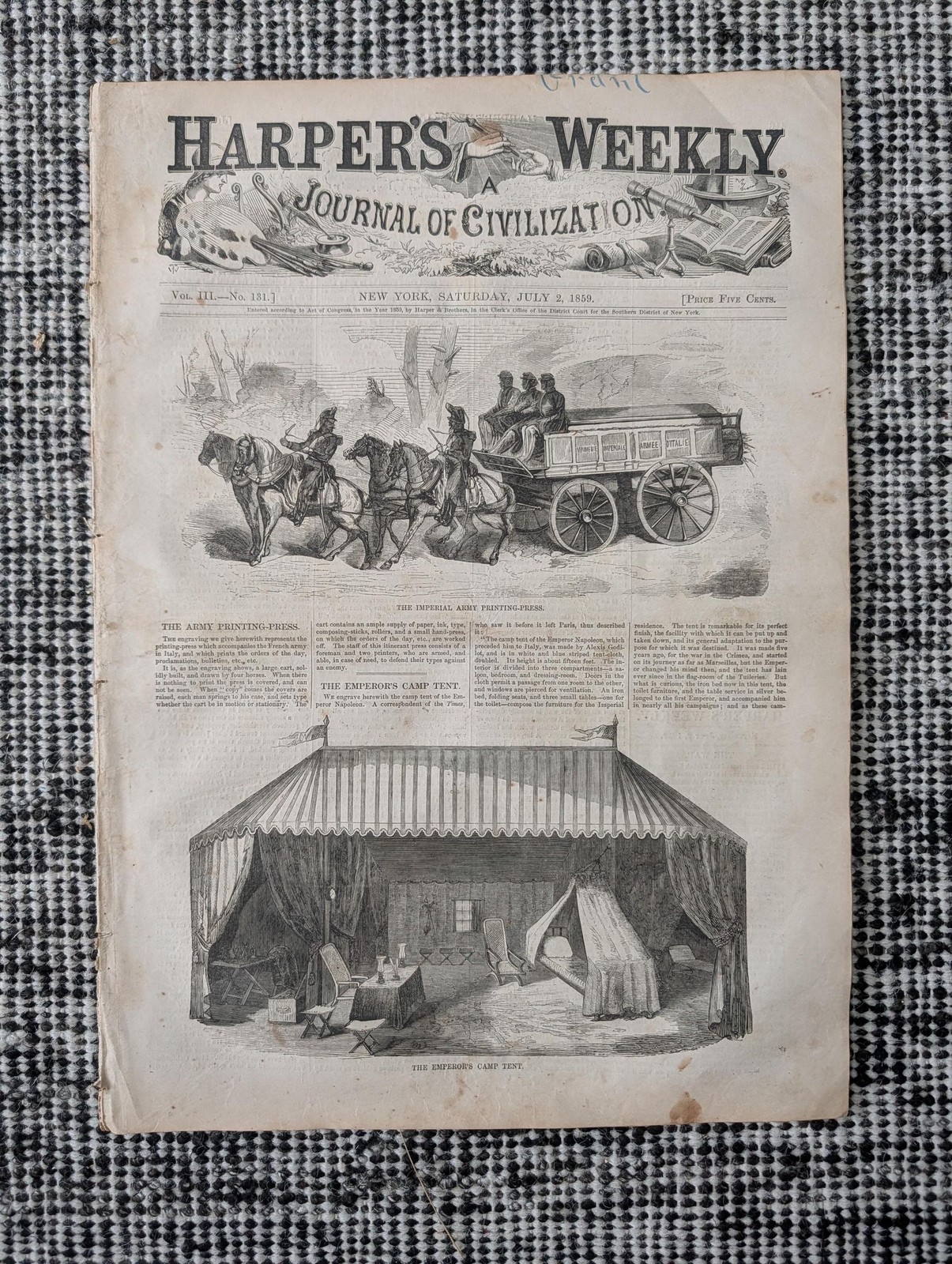 1859 Horse Racing Eclipse Course Long Island, Napoleon & Empress Eugenie — Jul 2