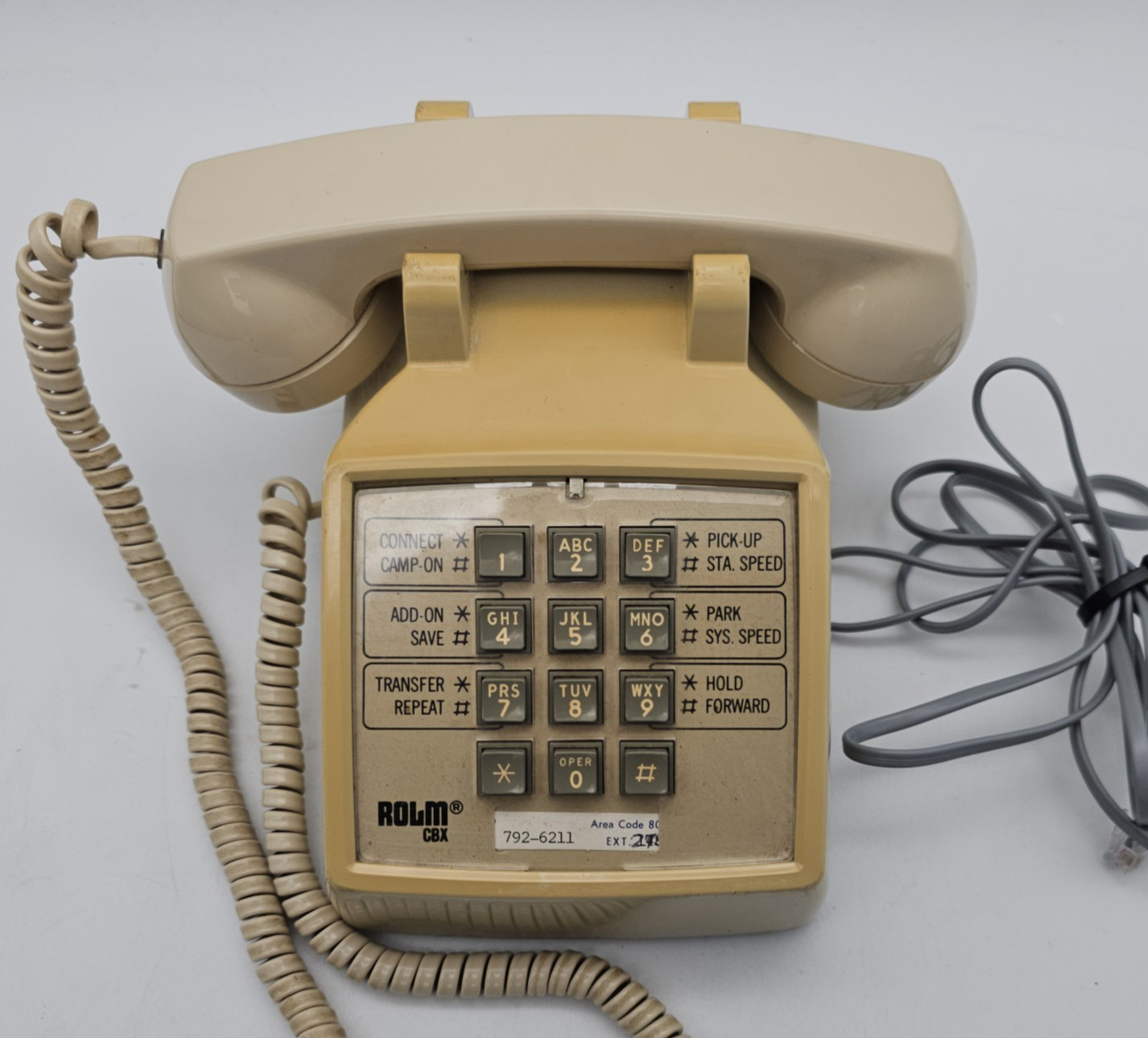 VTG ROLM CBX 2500 Desk Telephone Beige Push Button Office Phone ITT PBX Landline