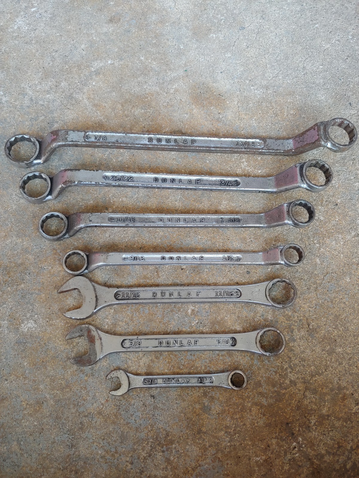 Vintage DUNLAP USA SAE FORGED BOX END OFFSET WRENCHES Miscellaneous 