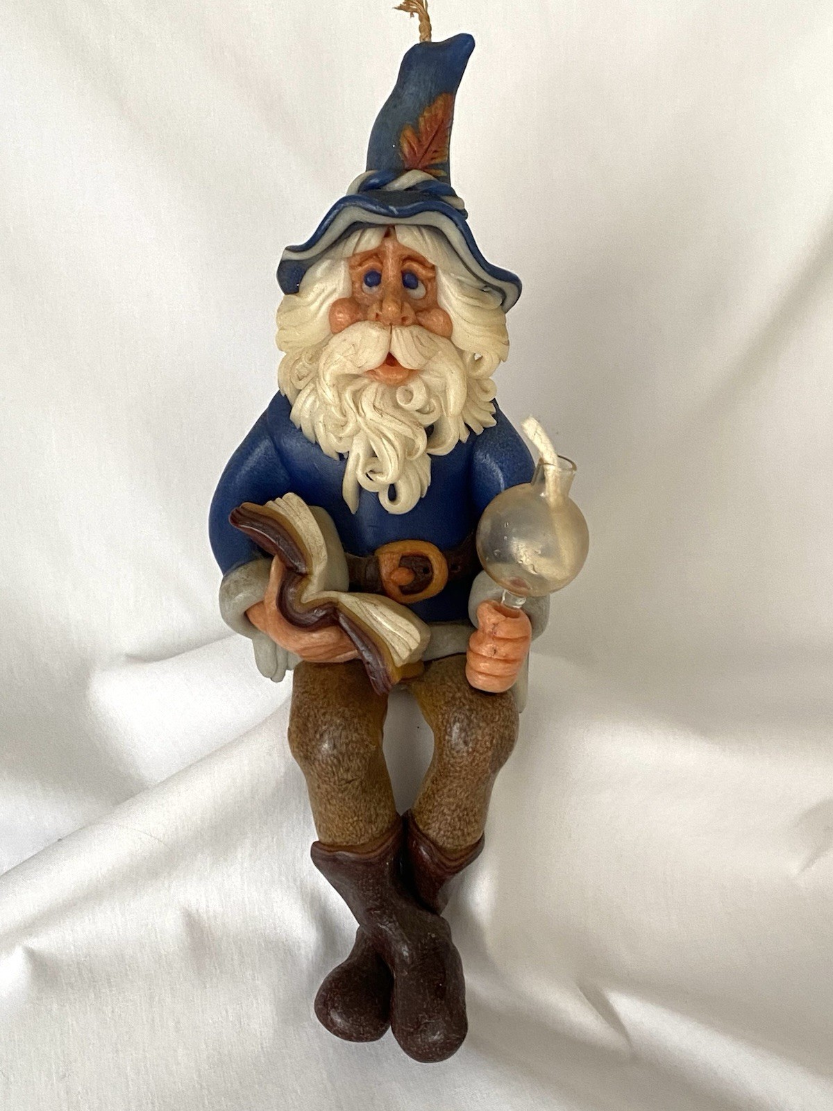 Vintage Hand Sculpted Wax Wizard Candle Figurine Old Man Halloween READ
