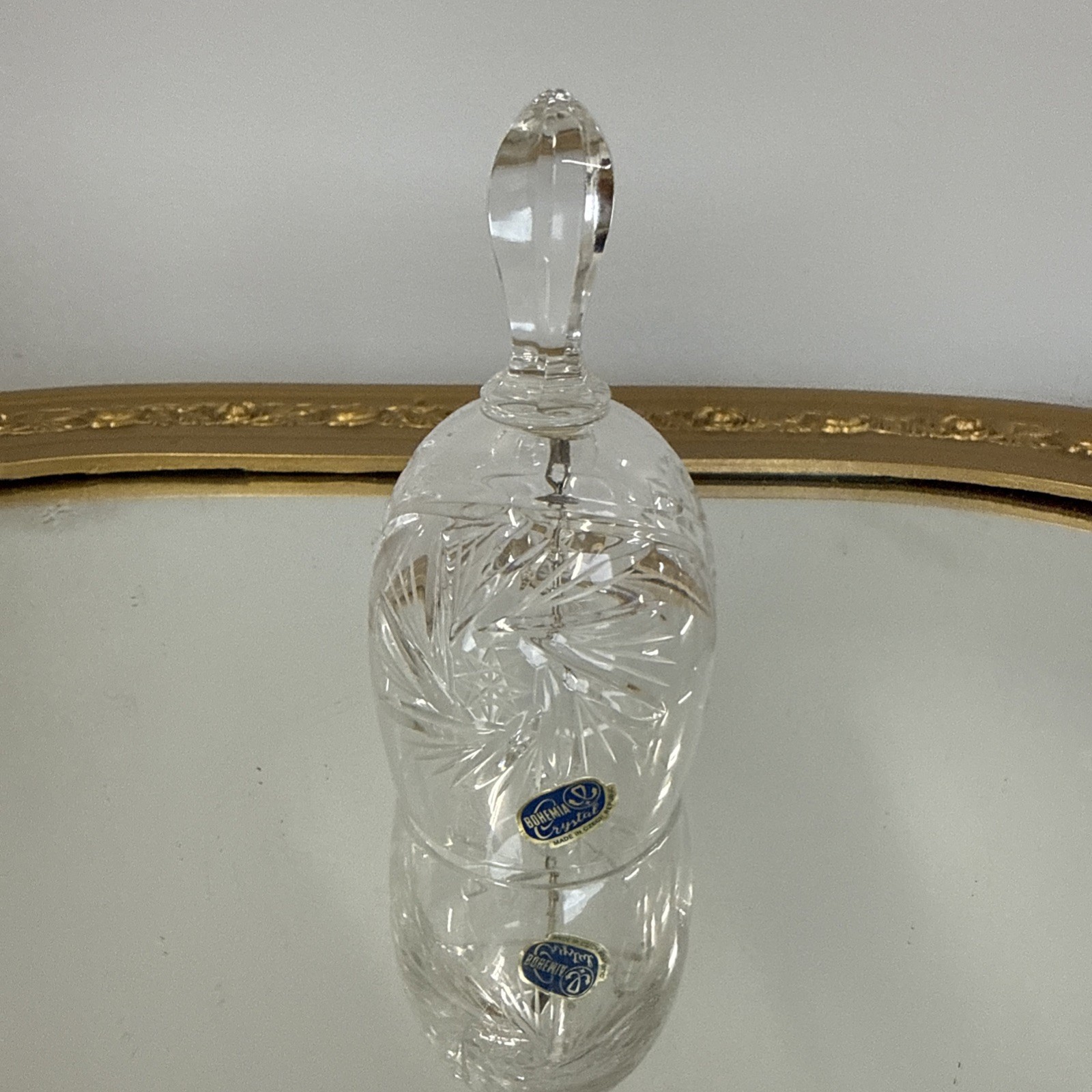 Bohemia Vintage Cut Crystal Bell Made in Czech Republic Faceted Handle