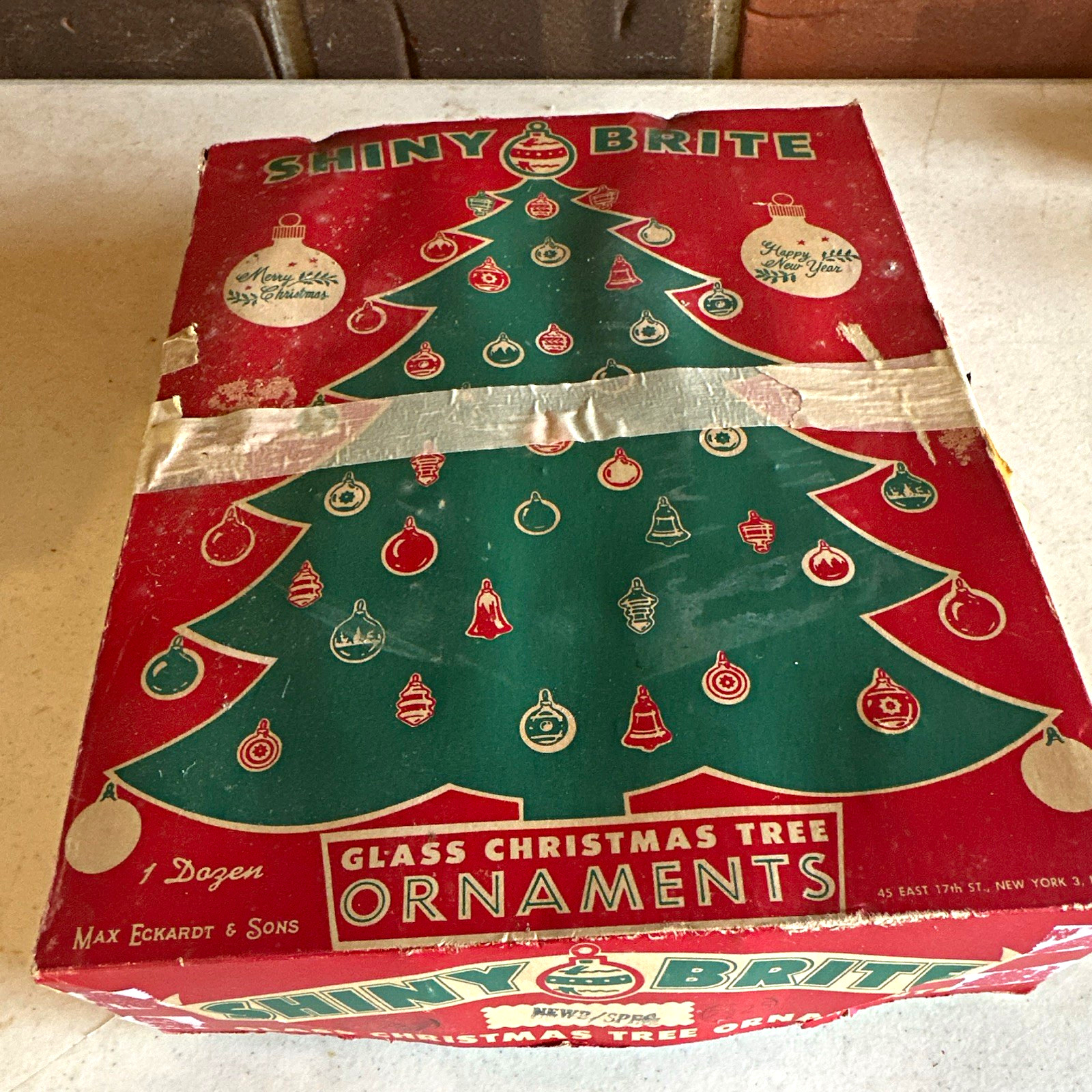 Vintage Shiny Brite Glass Christmas Ornaments – Set of 12 – Original Box – USA