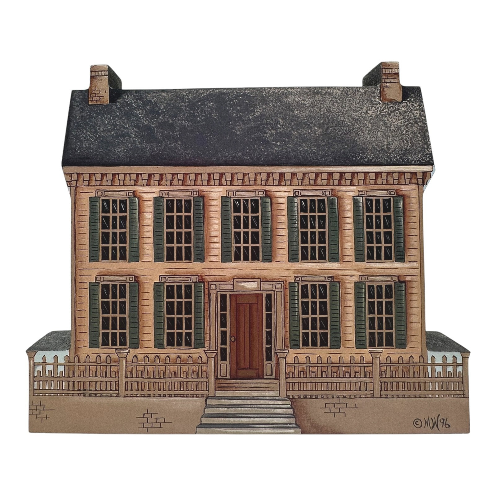 1996 Lincoln Home Brandywine Woodcrafts Signed Marlene Whiting HTF Vintage