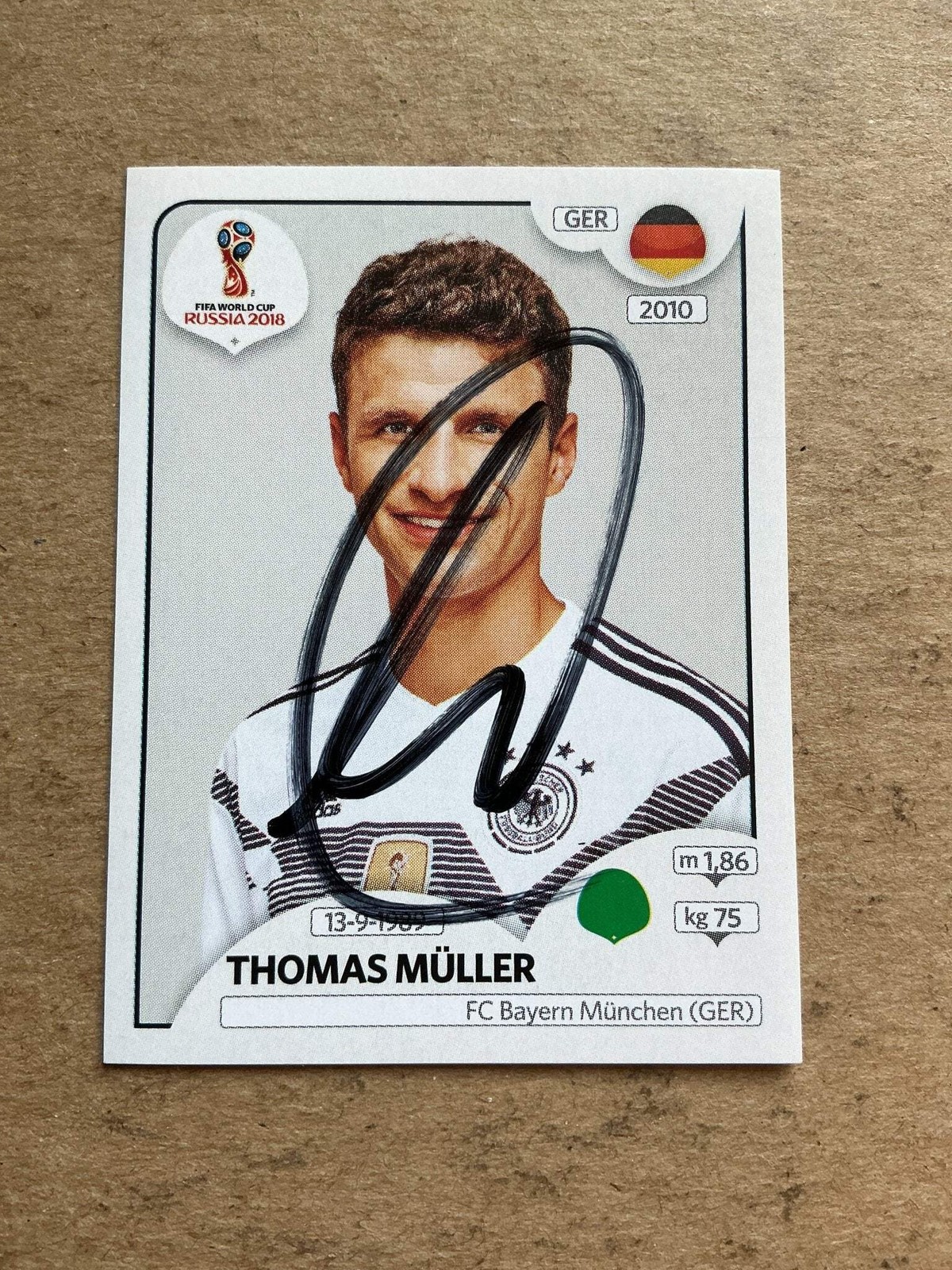 Thomas Müller, Germany 🇩🇪 FIFA World Cup 2018 Panini hand signed