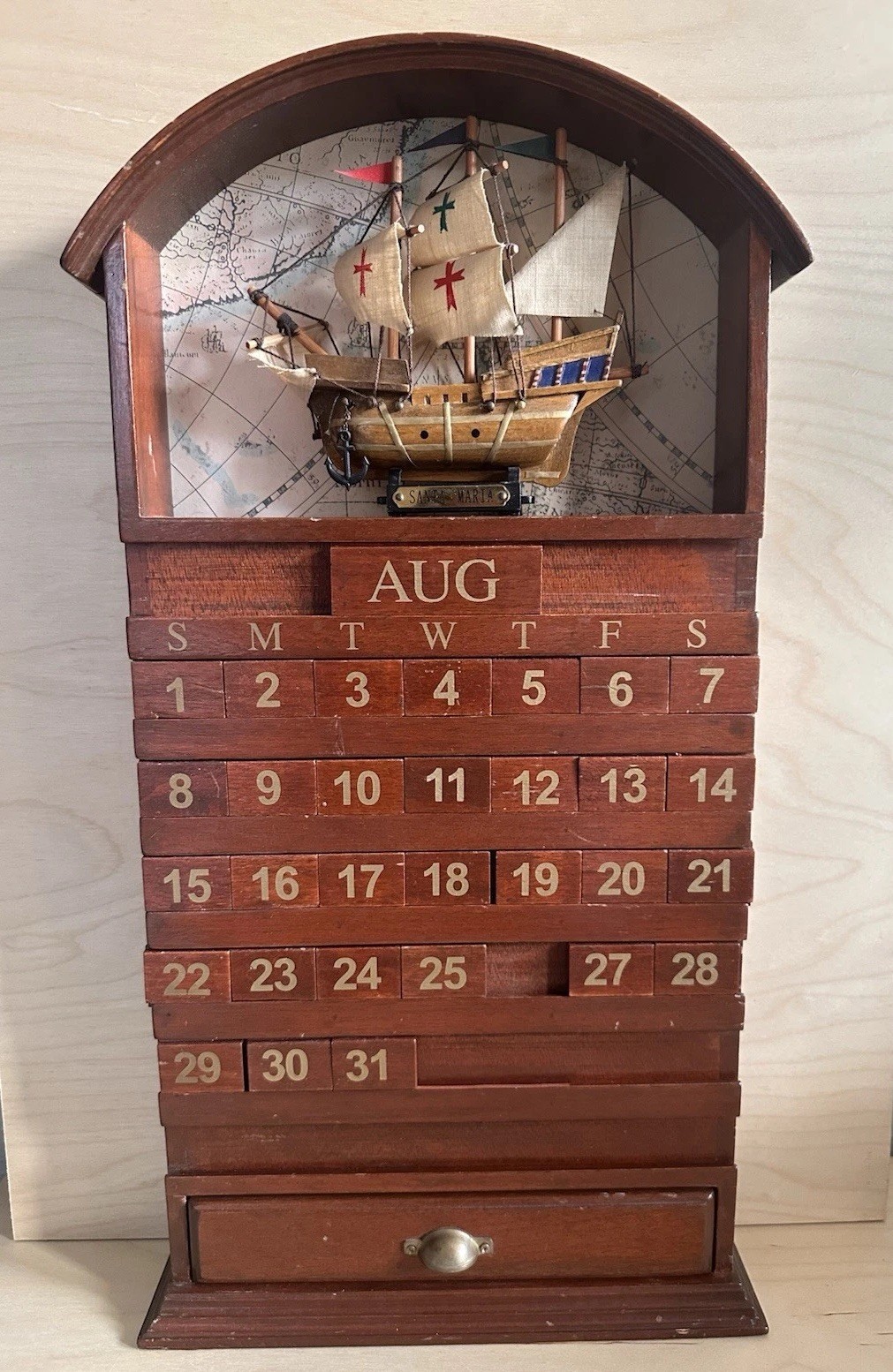 Heritage Mint Wooden Perpetual Calendar Santa Maria Ship Nautical Missing #26