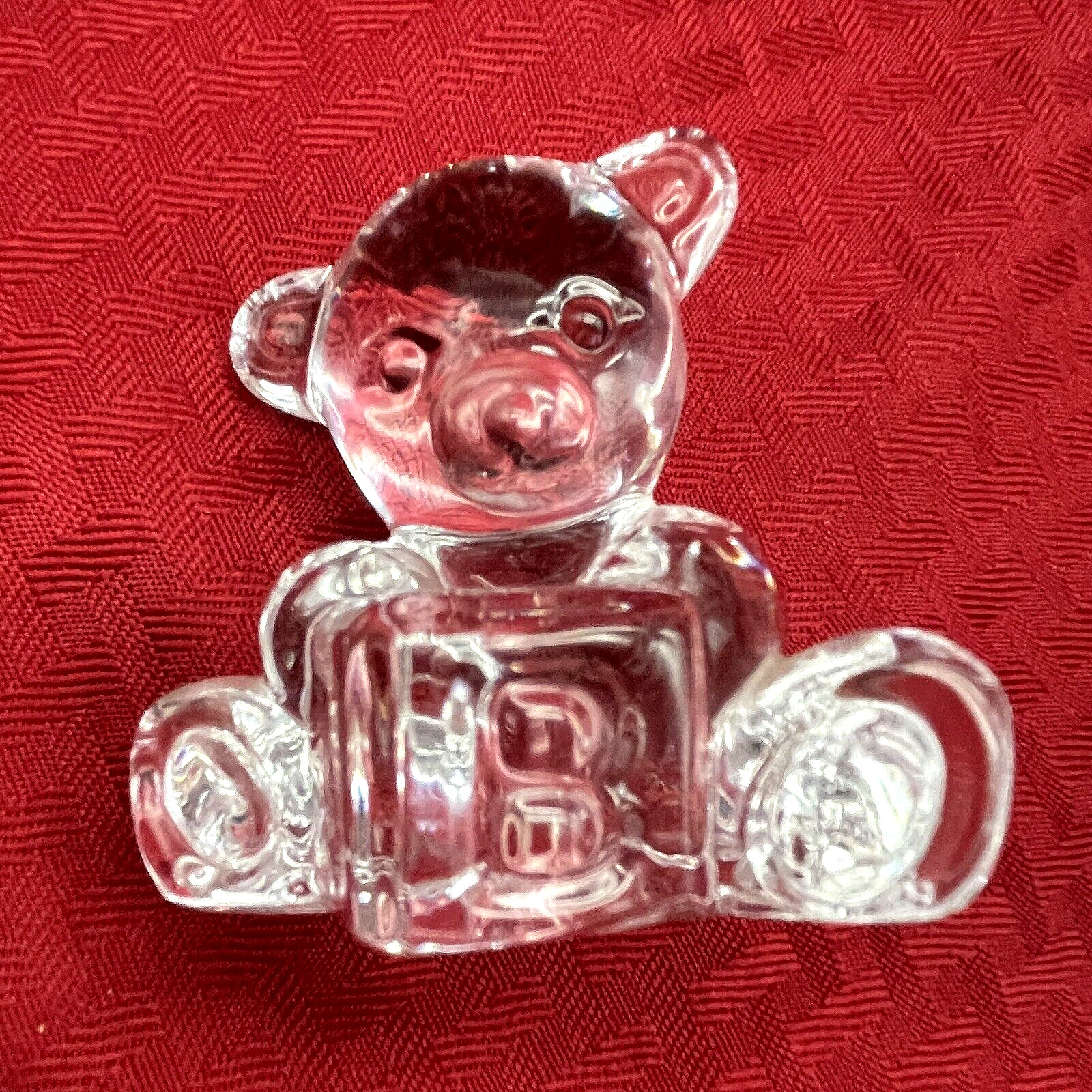 WATERFORD CRYSTAL BABY BEAR WITH A B C BLOCK