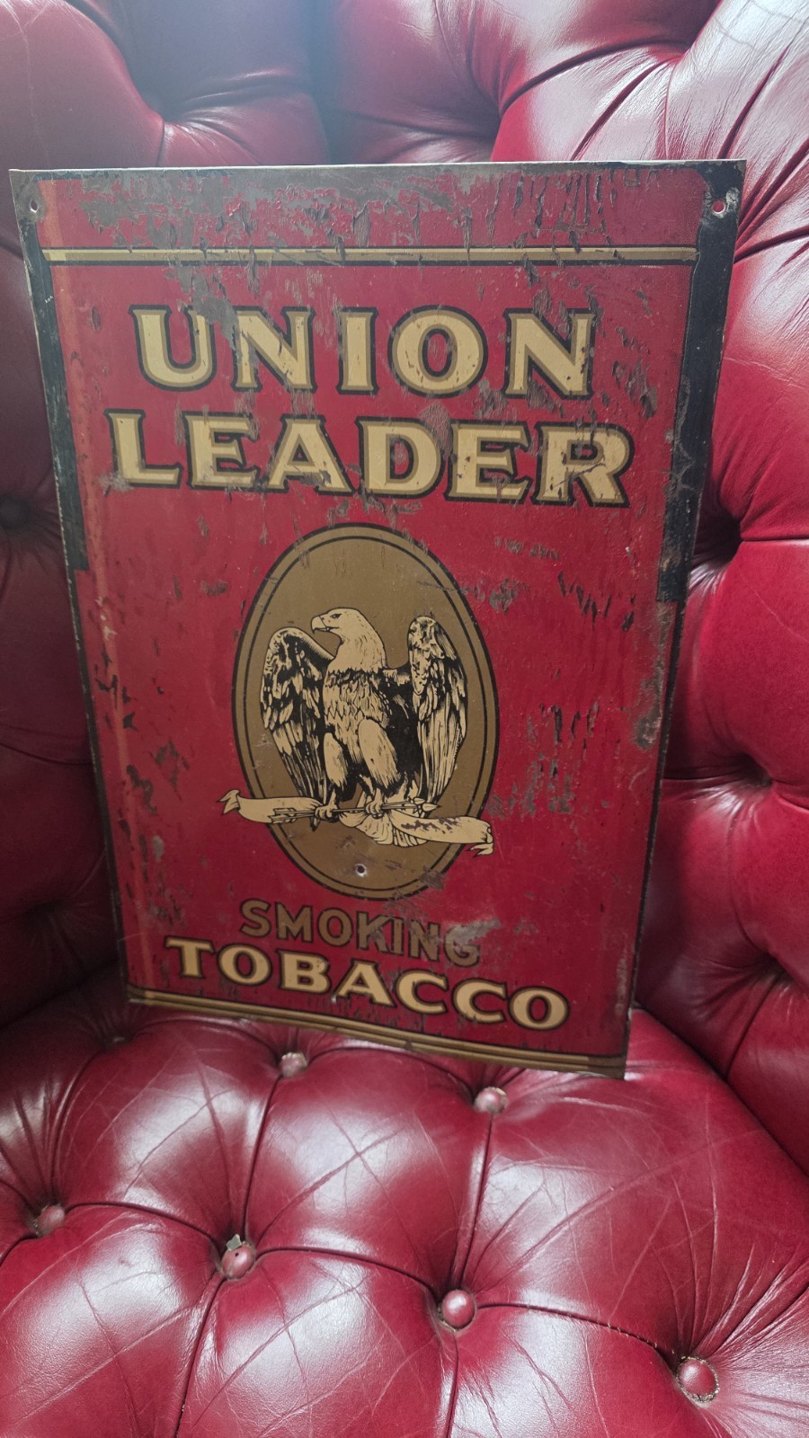 Vintage 1920s Union Leader Tobacco Sign Old And Original