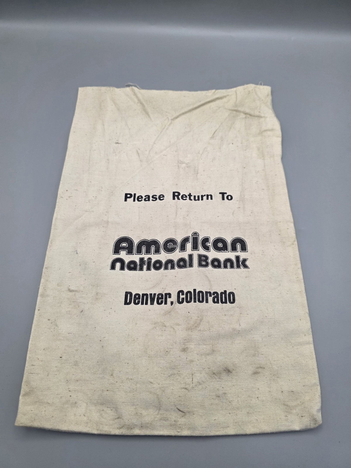 Vintage American National Bank Canvas Bank Bag.
