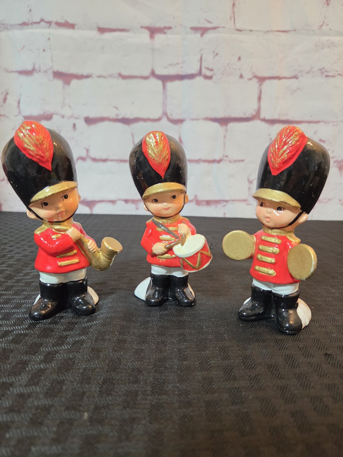 VTG RB Japan Ceramic Christmas Soldier Figurines Drum Major, Saxophone, Cymbals VTG RB Japan Ceramic Christmas Soldier Figurines Drum Major, Saxophone, Cymbals