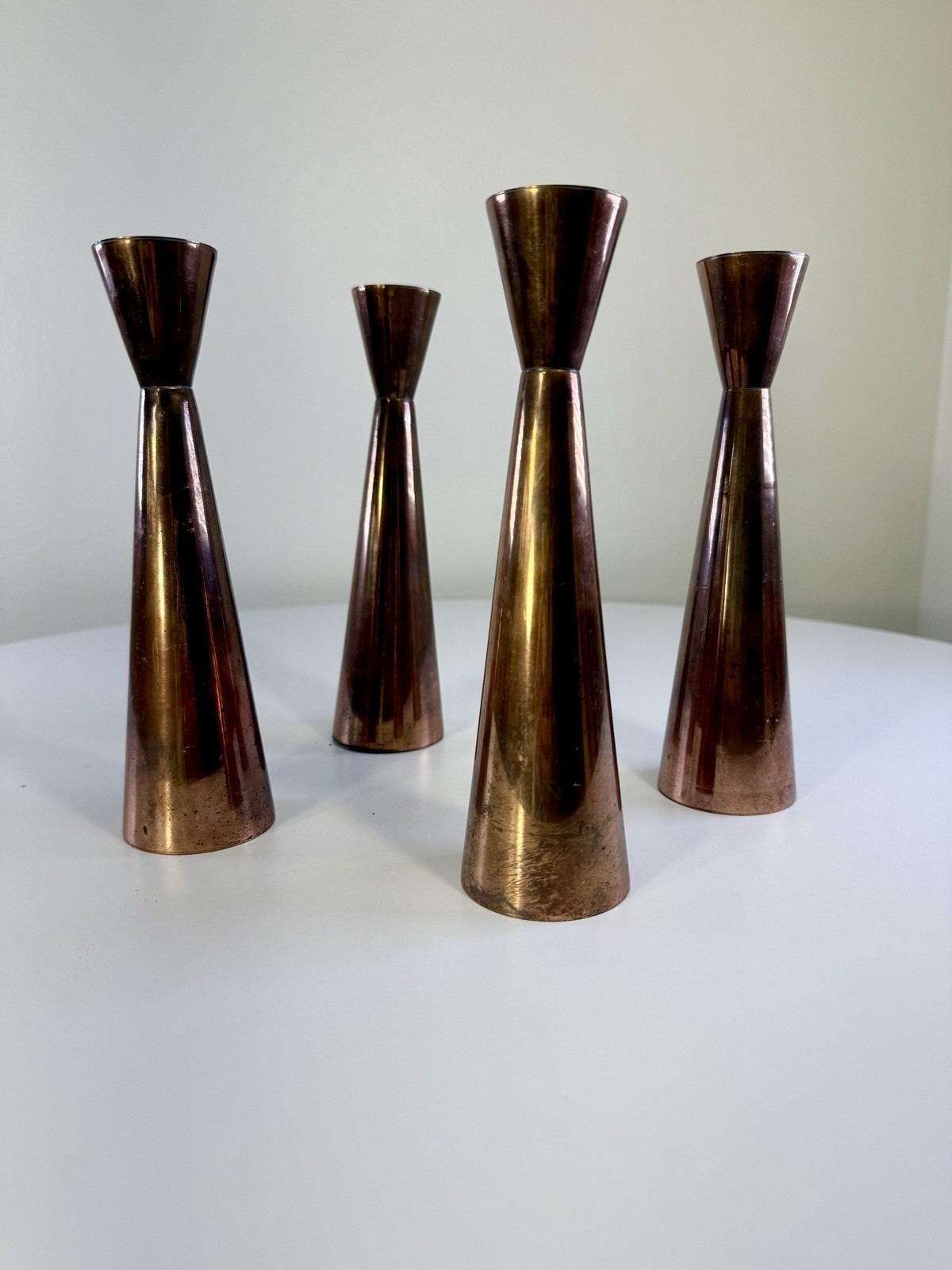 Set Of 4 E. Dragsted Copper Candle Holders MCM