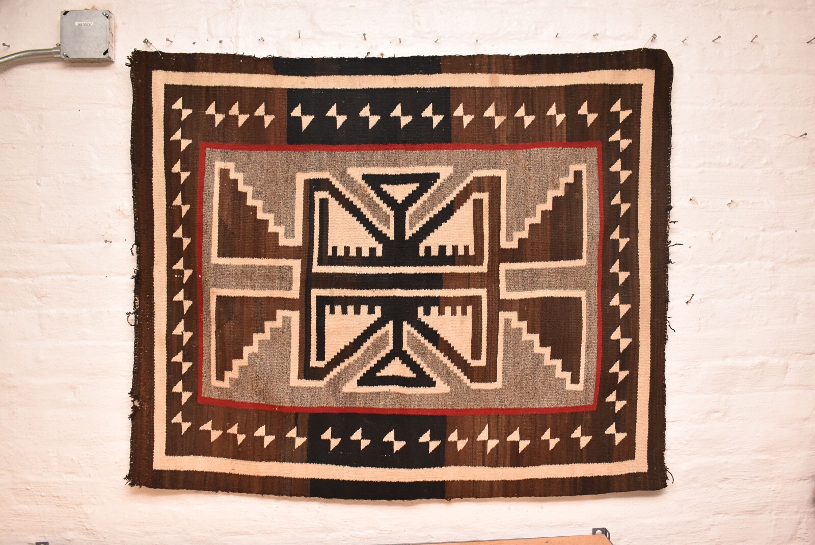 Antique Navajo Rug Native American Indian Vintage Klagetoh 47x44 Textile Weaving