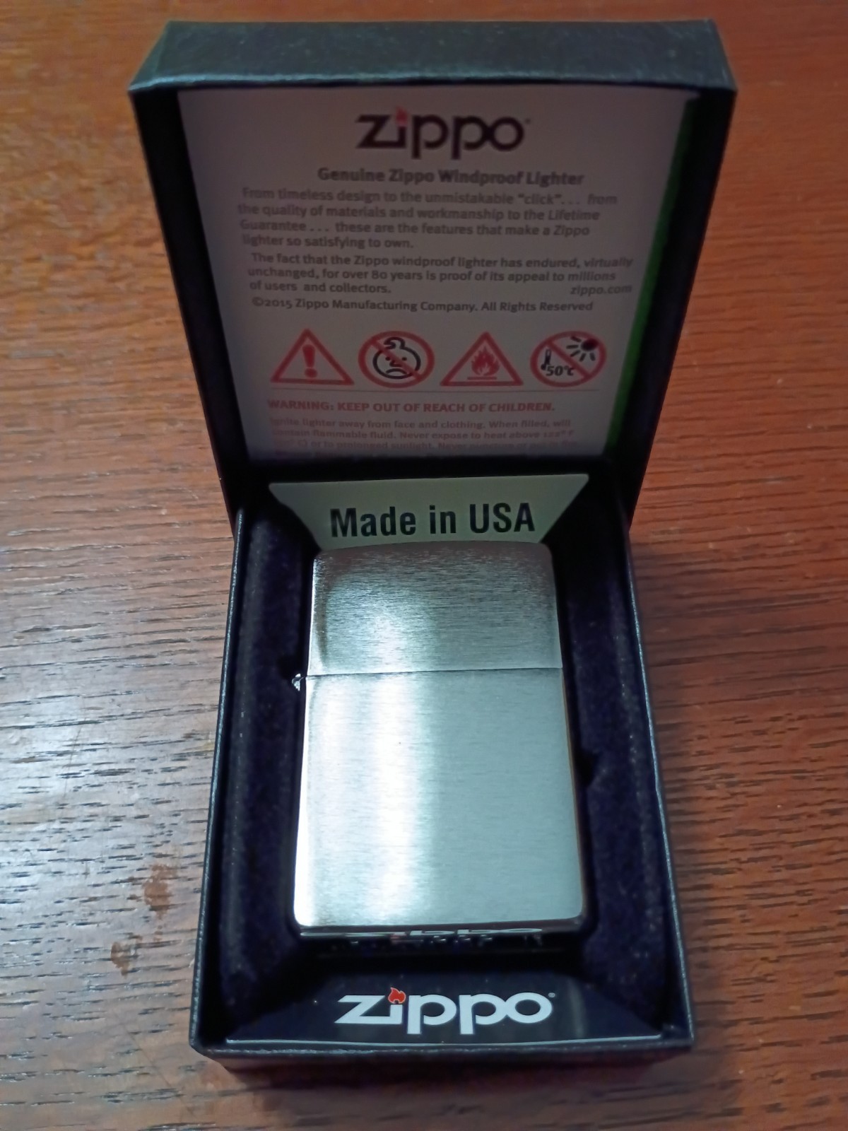 Vintage 2016 Brushed Finish Chrome Zippo Lighter New