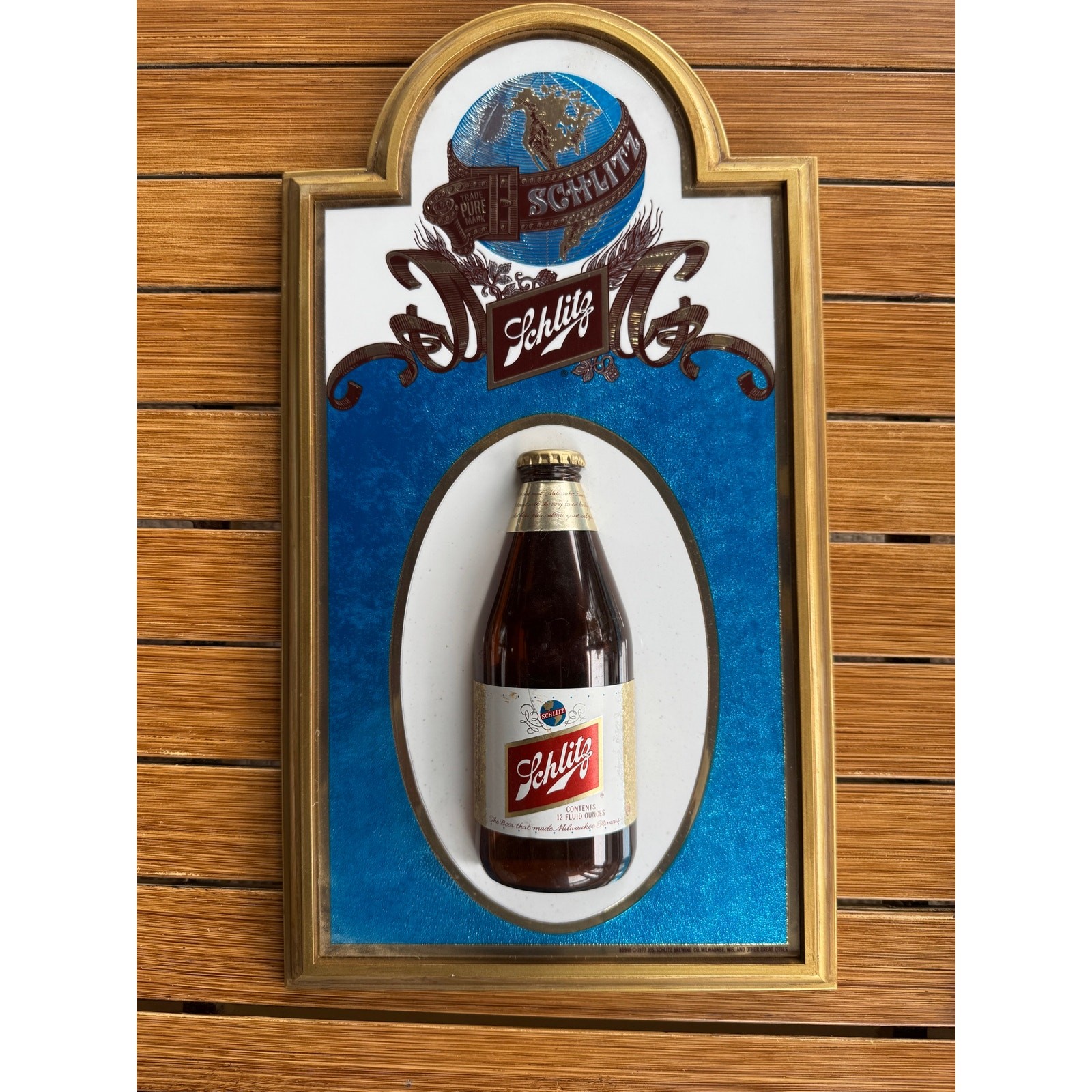 Vintage Schlitz Beer Bottle Advertising Sign - Bar Pub Decor