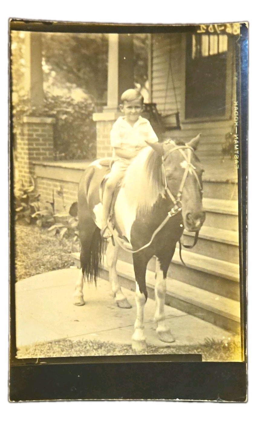 Vintage RPPC Real Photo Postcard Child on Horse Divided Back Unposted 5.5x3.5