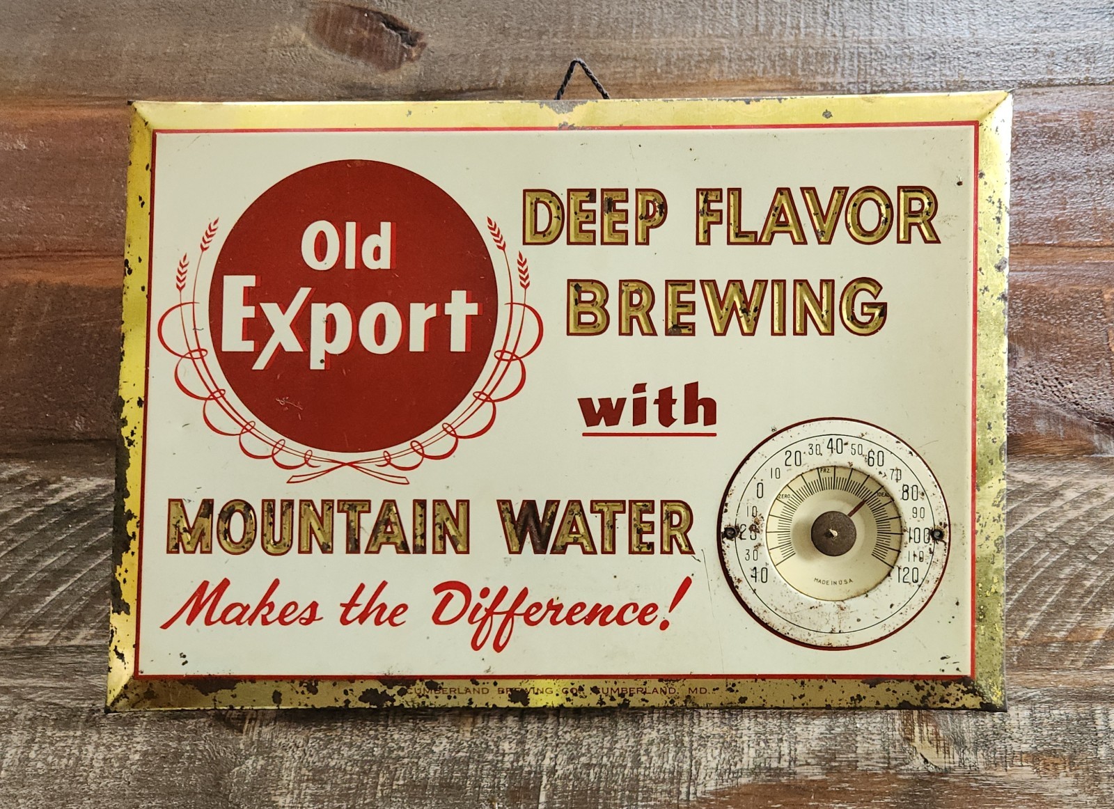 Rare 1940's Old Export Beer Thermometer Sign Tin Over Cardboard Old German