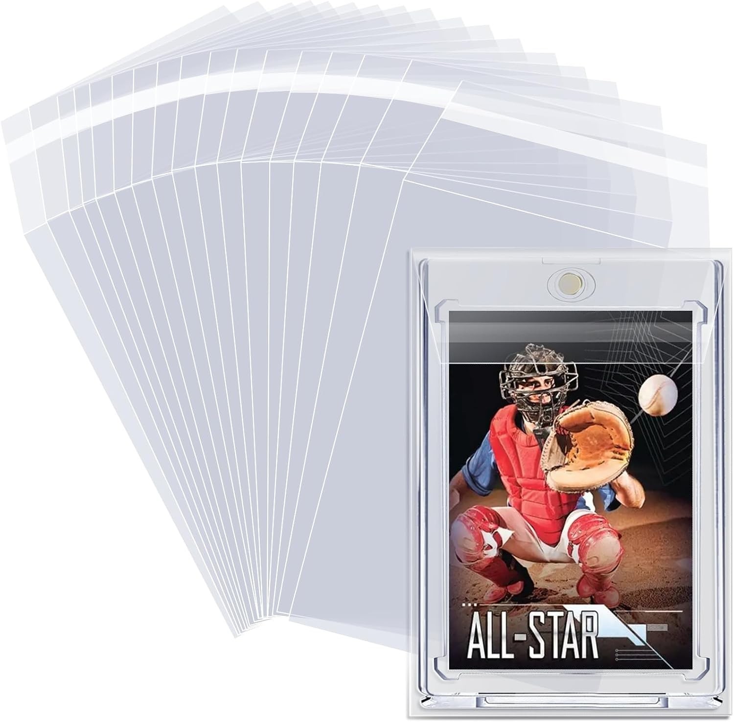 100 Pack Card Sleeves for 35PT Magnetic Card Holders Team Bags NEW 100 Pack Card Sleeves for 35PT Magnetic Card Holders Team Bags NEW