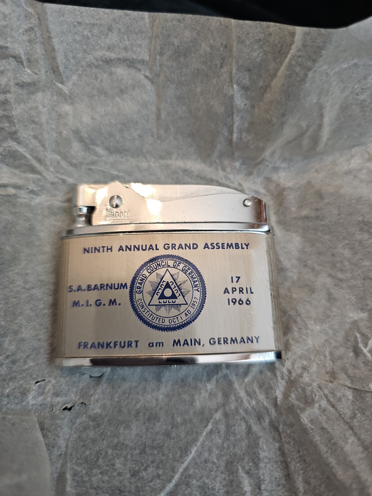 VINTAGE NOBLE LIGHTER FRANKFURT am MAIN GERMANY ROYAL ARCH MASONS 1966 VINTAGE NOBLE LIGHTER FRANKFURT am MAIN GERMANY ROYAL ARCH MASONS 1966
