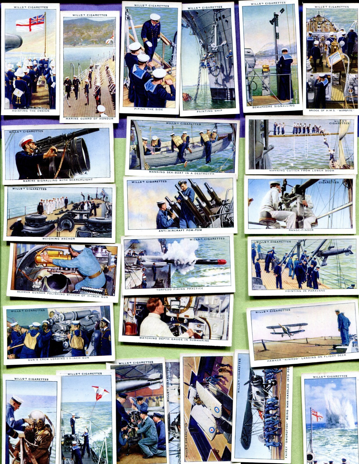 1939 WILLS CIGARETTES LIFE IN THE ROYAL NAVY 25 DIFFERENT TOBACCO CARD LOT