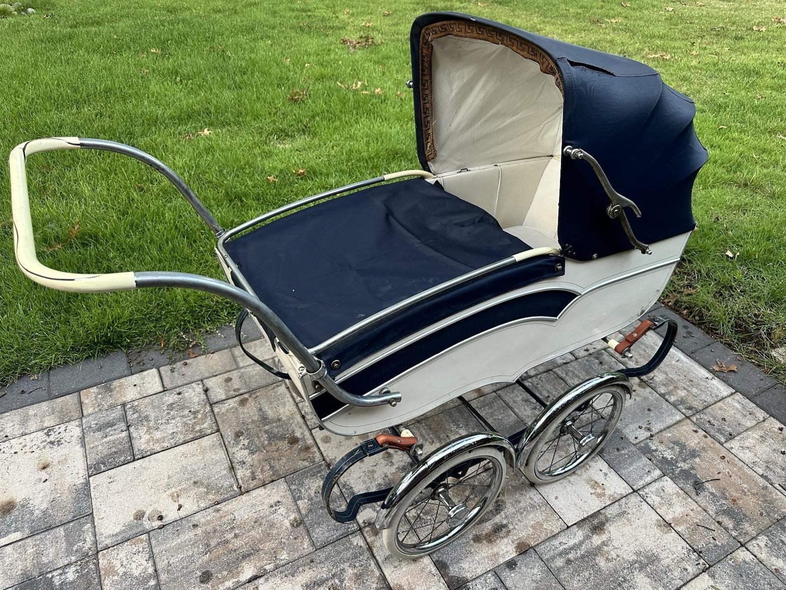 1950s Van Delft Dutch Baby Carriage Pram Vintage Chrome Wheels Netherlands