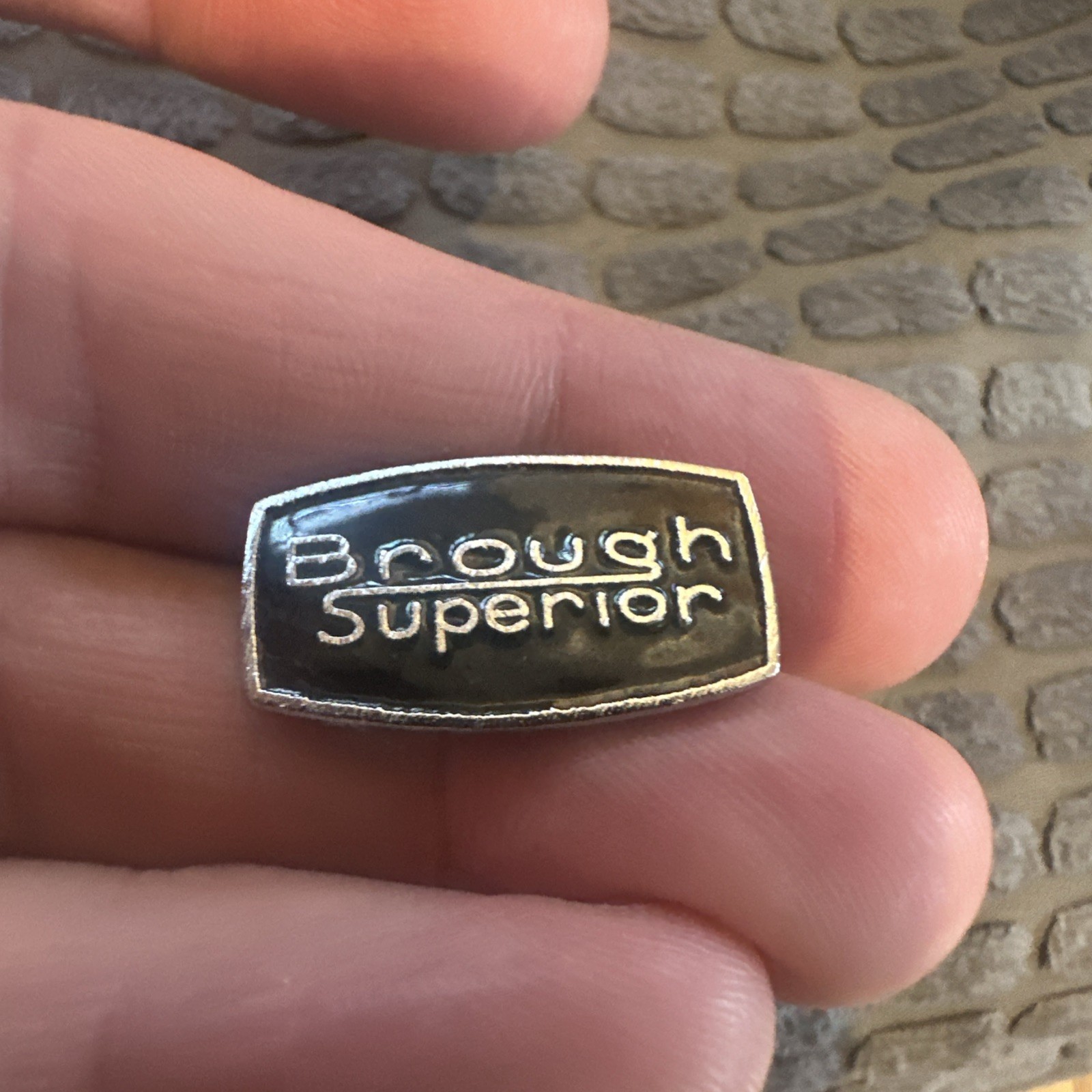 Rare Vintage Enamel Motorcycle Lapel PinBadge BROUGH SUPERIOR Motorcycling 1970s