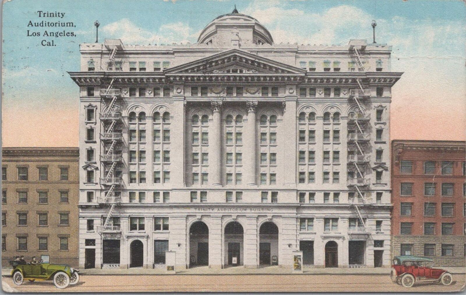 Postcard Trinity Auditorium Los Angeles CA 1916