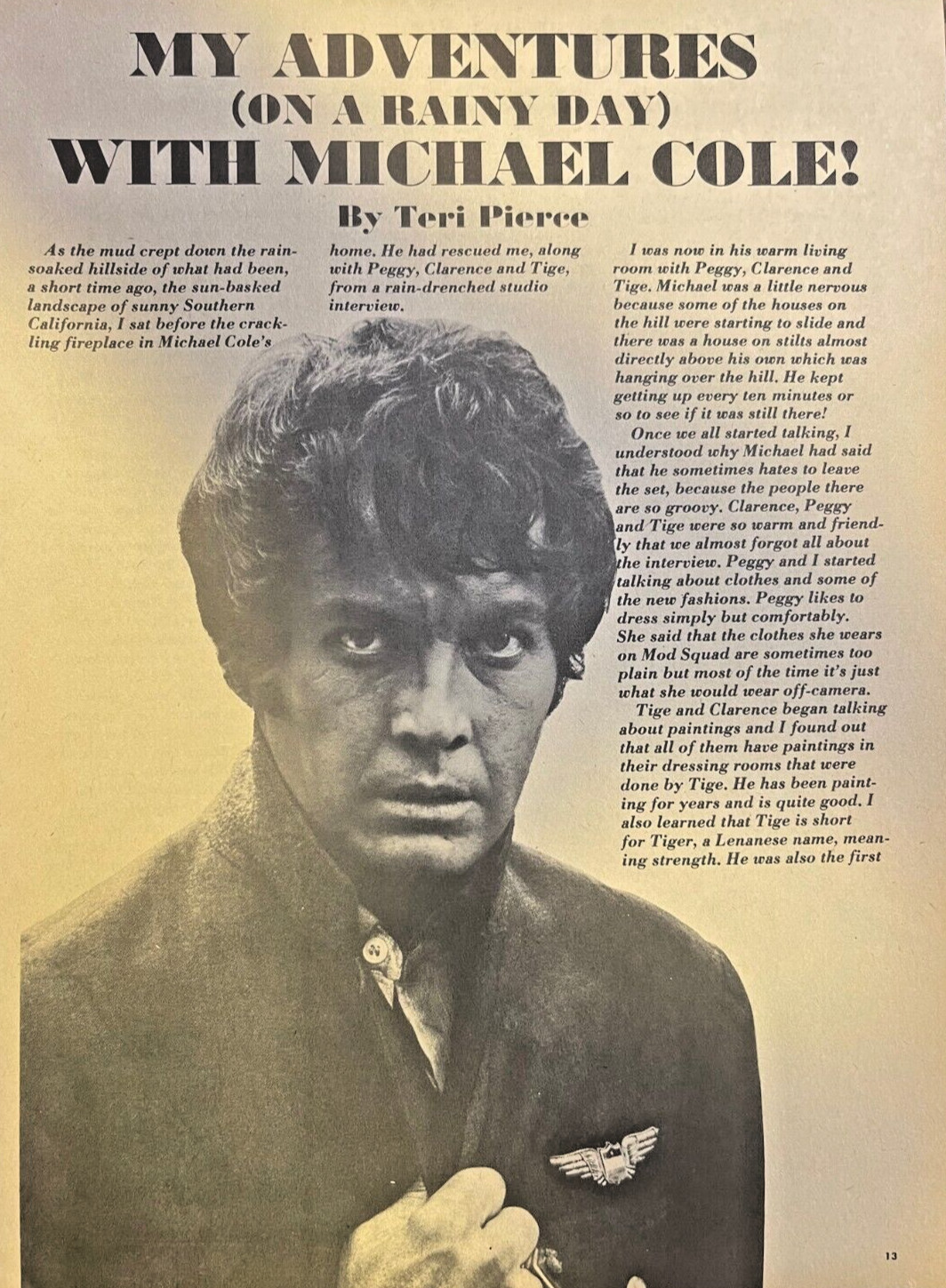 1969 Actor Michael Cole illustrated