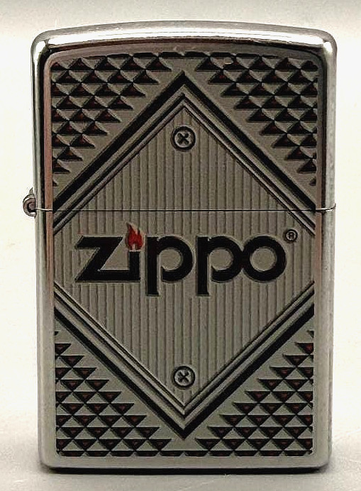 Brand New Zippo 28458 Art Deco Geometric Lighter Street Chrome Unfired Seal D 13