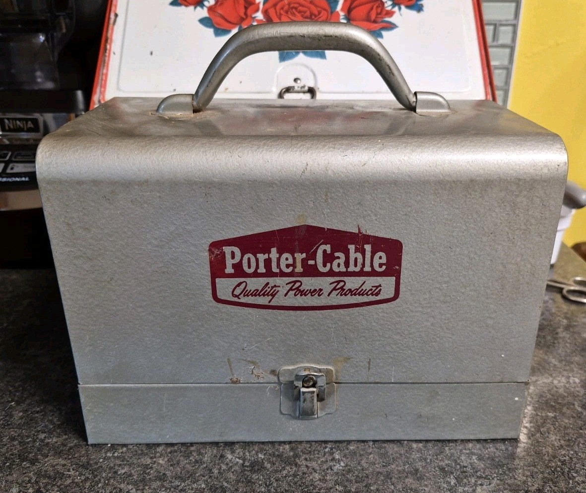 Vintage Porter Cable Metal Tool Box 1950s  Nice Condition 10.5