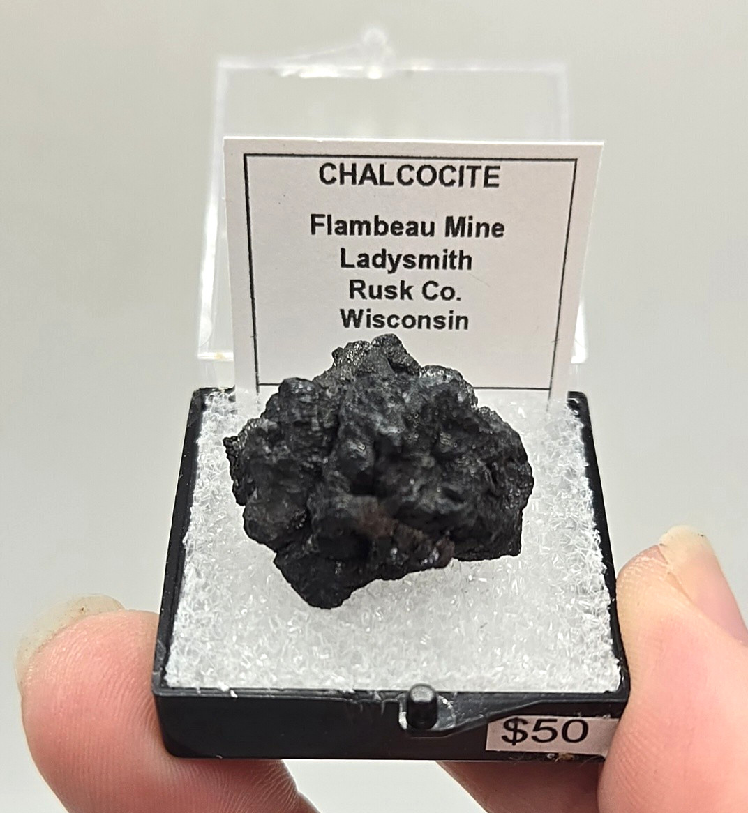 Rare Chalcocite Thumbnail Mineral - Wisconsin (laseal) Rare Chalcocite Thumbnail Mineral - Wisconsin (laseal)