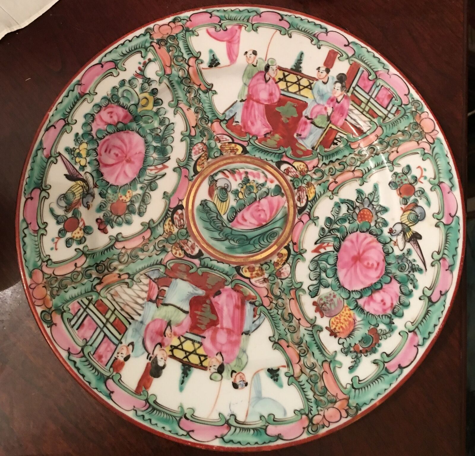 Antique Rose Medallion Hand Painted Porcelain Chinese Plate  ACF Ornate Vtg 10\