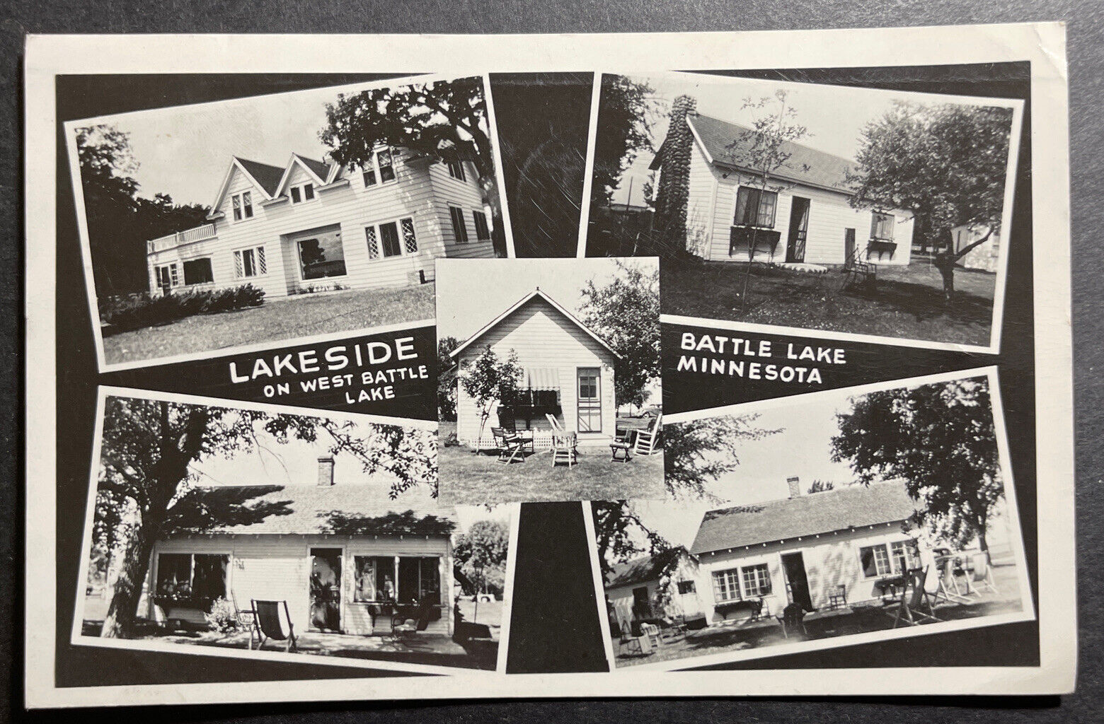 Lakeside on West Battle Lake Battle Lake Minnesota multi-view RPPC 1952