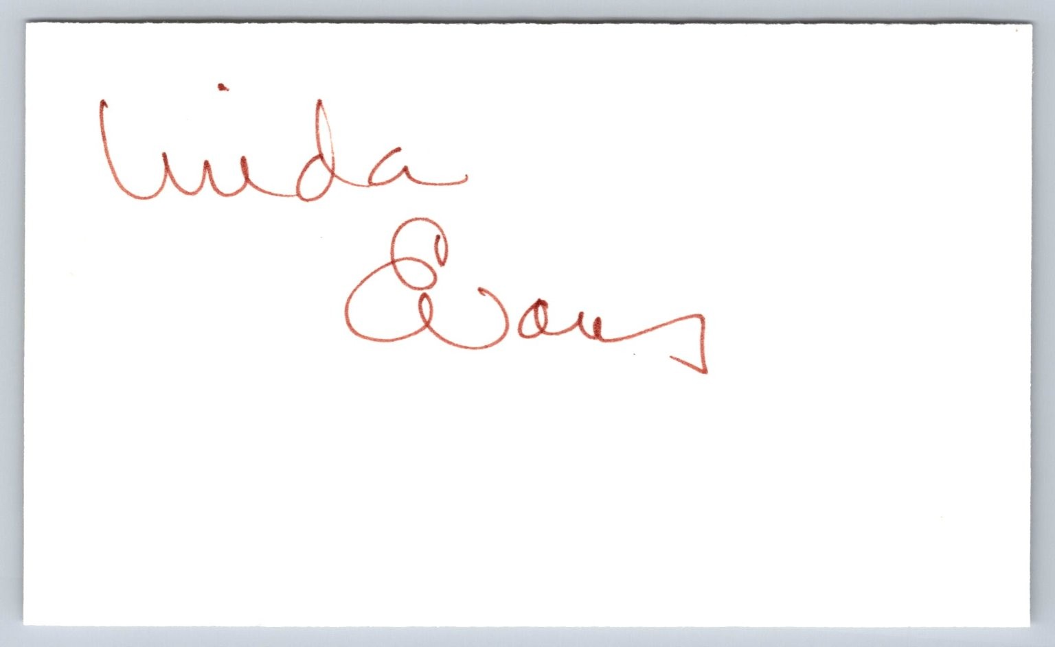 Linda Evans Autograph Signed Index Card Actress Dynasty TV Star