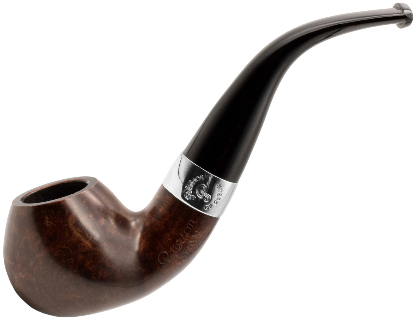 Peterson Aran Smooth Finish Nickel Mounted Medium Bent Apple Briar Pipe (03)