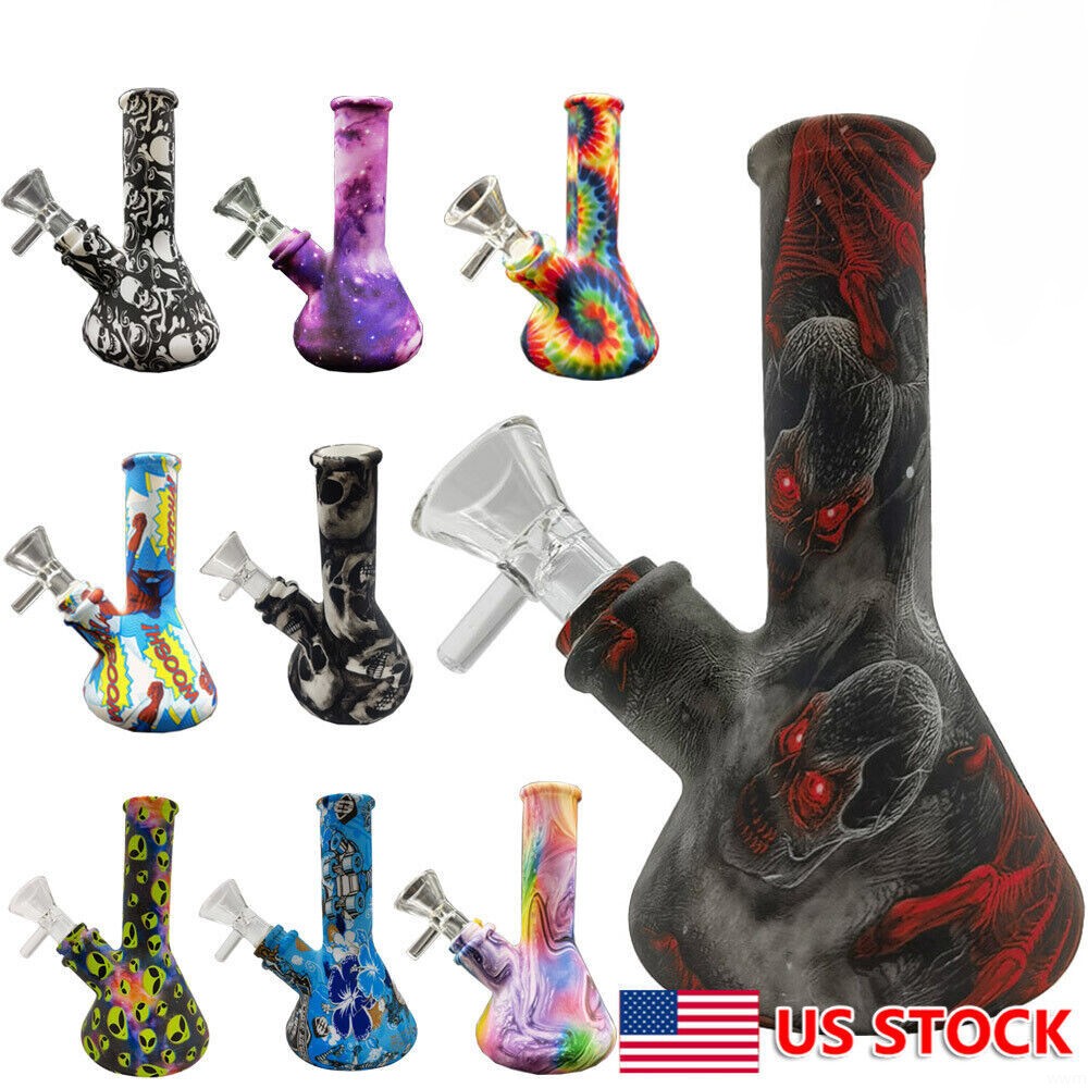 Silicone Hookah 5inch Smoking Water Pipe Bong Bubbler Shisha w/ 14mm Glass Bowl