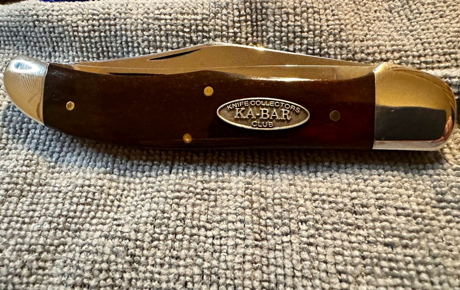 Vintage 1998 KA-BAR Collectors Club CK-98 Folding Hunter Brown Bone Knife #3204