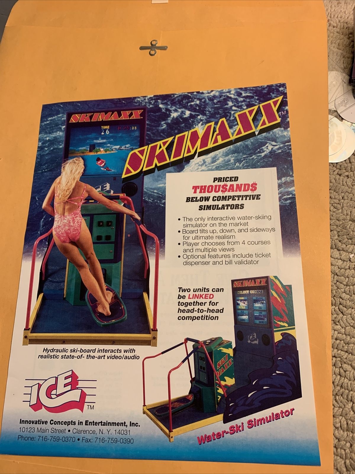 orginal 11-8 1/4” Ski Maxx arcade video game FLYER AD orginal 11-8 1/4” Ski Maxx arcade video game FLYER AD