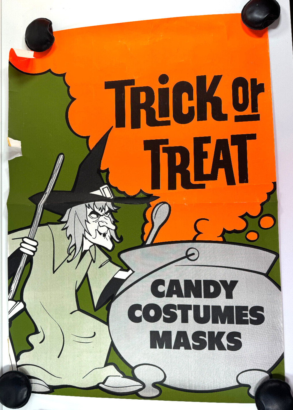 vtg 70s 80s Halloween Store Display Sign Candy Costumes Masks WITCH vtg 70s 80s Halloween Store Display Sign Candy Costumes Masks WITCH