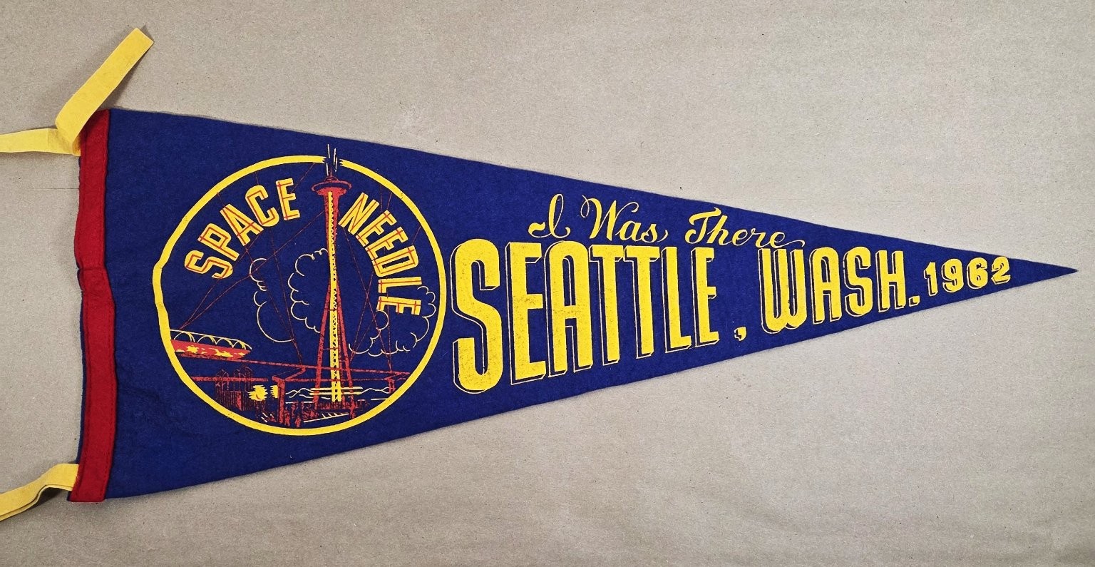 Vintage 1962 Seattle World's Fair Space Needle Felt Pennant Vintage 1962 Seattle World's Fair Space Needle Felt Pennant