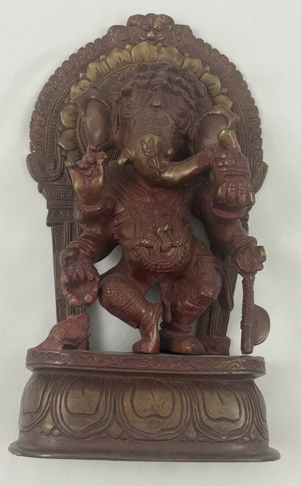 Vintage Brass Dancing Ganesha Nritya Ganapati Hindu Statue 12.5” 11 LB India