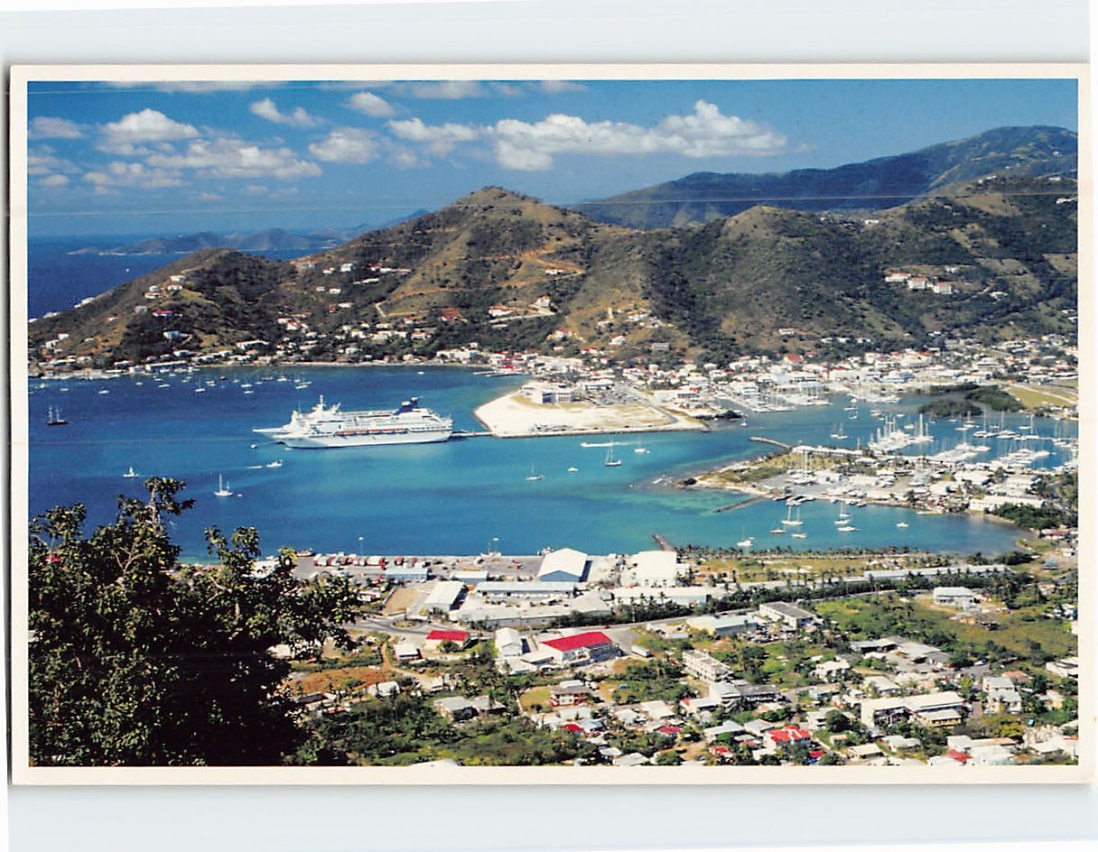 Postcard Aerial View Roadtown Tortola British Virgin Islands
