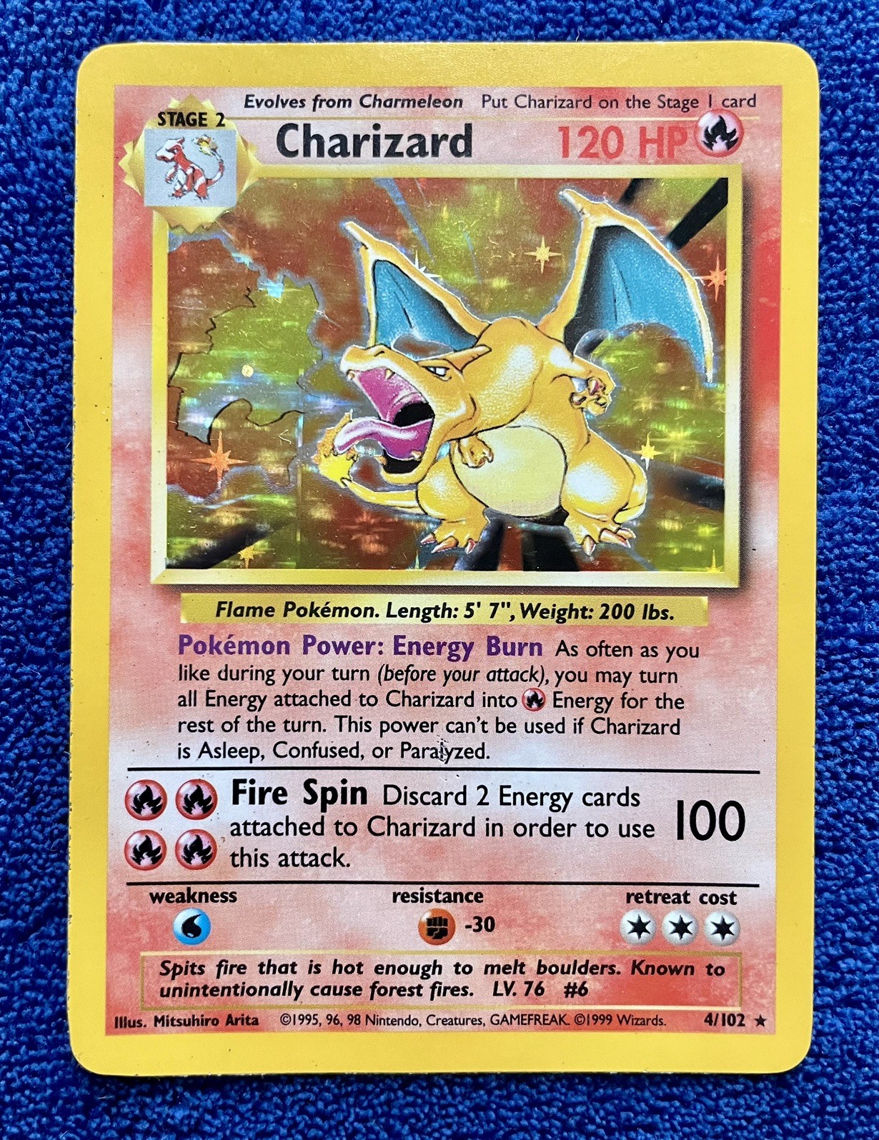 1999 Pokemon CHARIZARD  Holo 4/102 Base Set