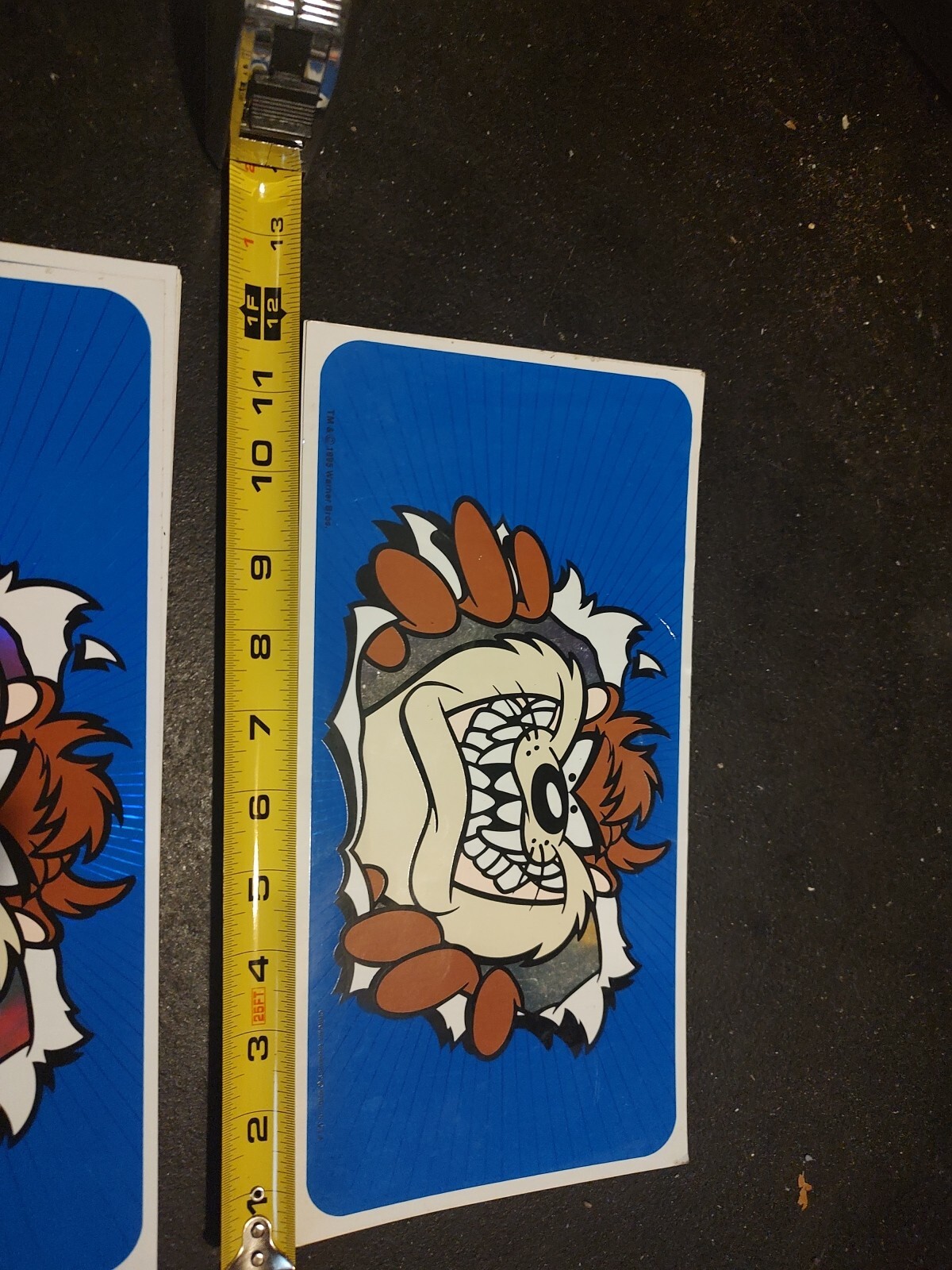 Taz Breaking Through License Plate Size Sticker Retro Vintage 12x6 Inches 